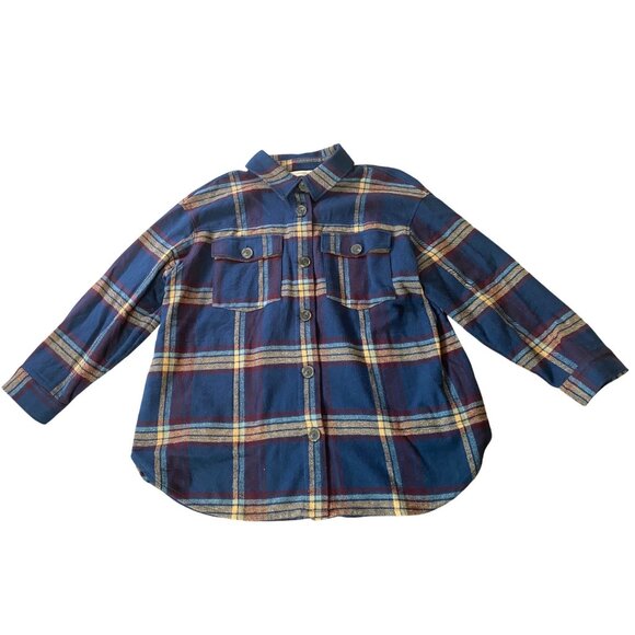 Cj Banks Blue Plaid Flannel Button-Up Shirt 2X - Picture 1 of 11
